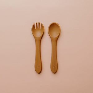 Ash & Co Nursing & Feeding Silicone Scooped Suction Bowl & Cutlery Set : Mocha