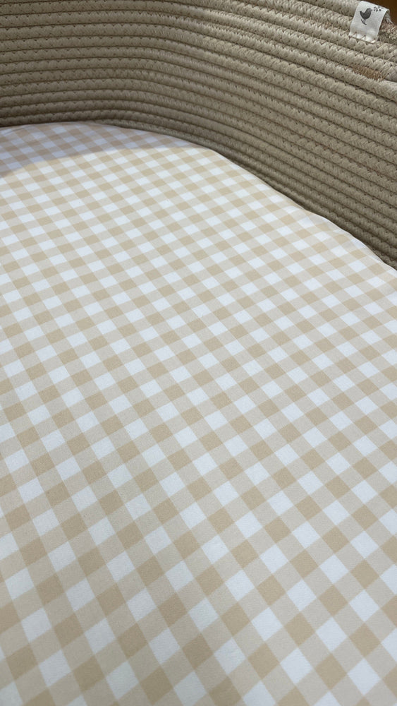 Mulberry Threads Sheet Organic Bamboo Cot Fitted Sheet : Oat Gingham