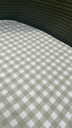 Mulberry Threads Sheet Organic Bamboo Cot Fitted Sheet : Sage Gingham