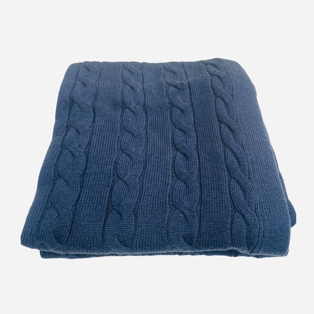 Natures Gift For Baby Blanket Merino Cable Baby Blanket : Navy