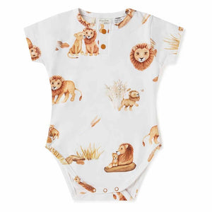 Snuggle Hunny Kids Clothing Organic Cotton Short Sleeve Bodysuit : Lion
