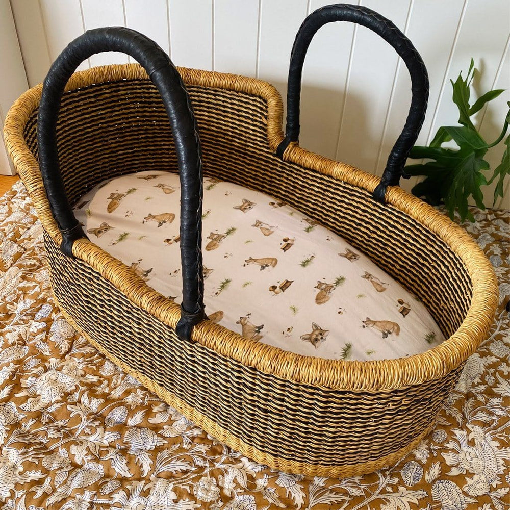 Bundle | Heirloom African Moses Basket - Kaku Navy Stripe Nursery Adinkra Designs 