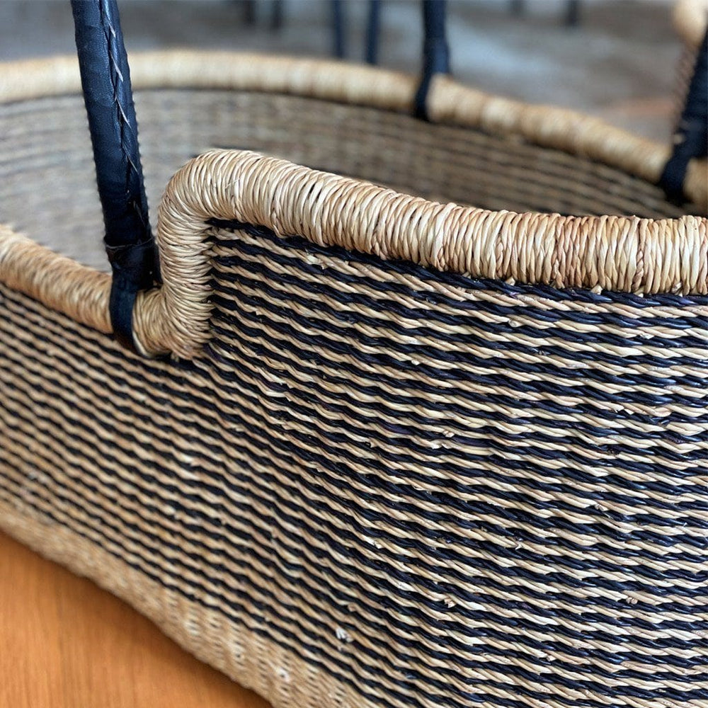 Bundle | Heirloom African Moses Basket - Kaku Navy Stripe Nursery Adinkra Designs 