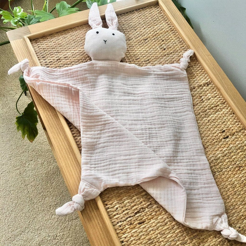 Bella Muslin Bunny Comforter: Blush Toys Ecosprout 