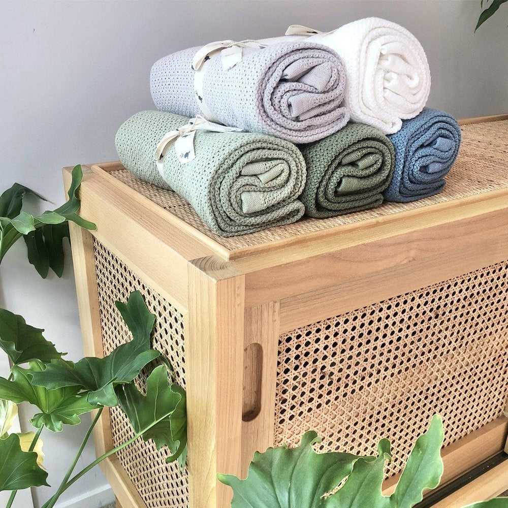 Organic Cotton Cellular Cot Blanket : Slate Blanket Ecosprout 