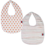 Goo Organic Cotton Baby Bib 2 Pack - Lattice Pink and Pencil Lines - Ecosprout - New Zealand