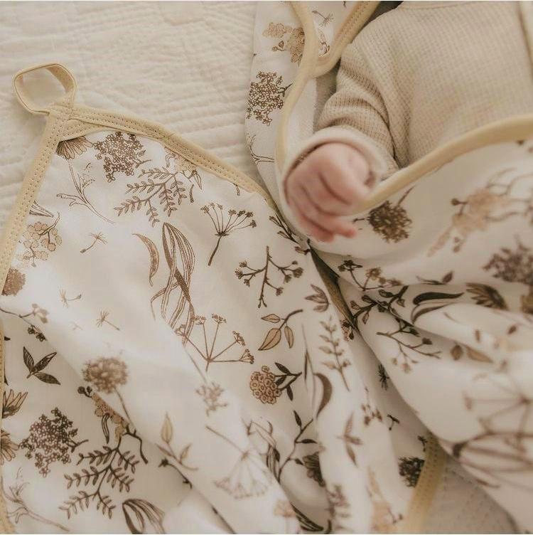 Bamboo Hooded Bath Towel Set : Wild Meadow Neutral Baby Towel Luna's Treasures 