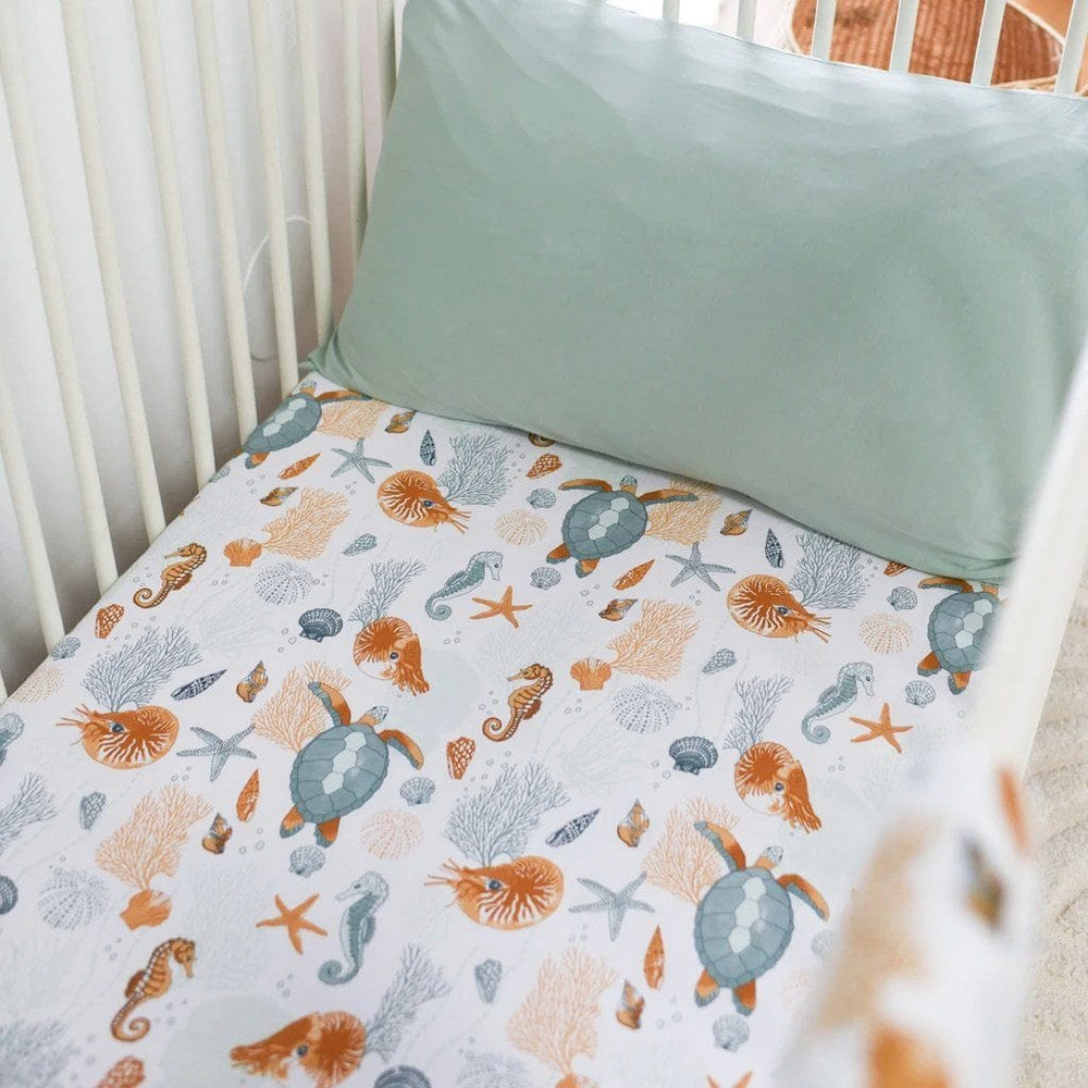 Lunas Treasures Bamboo Jersey Fitted Cot Sheet : Nautilus