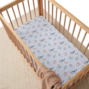 Snuggle Hunny Kids Linens & Bedding Fitted Cot Sheet : Whale