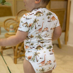 Snuggle Hunny Kids Clothing Organic Cotton Short Sleeve Bodysuit : Dino