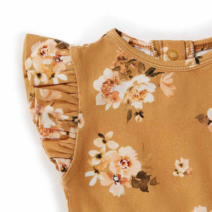 Snuggle Hunny Kids Clothing Organic Cotton Short Sleeve Bodysuit : Golden Flower