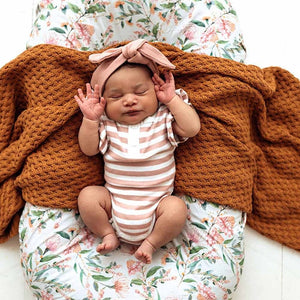 Snuggle Hunny Kids Clothing Organic Cotton Short Sleeve Bodysuit : Rose Stripe