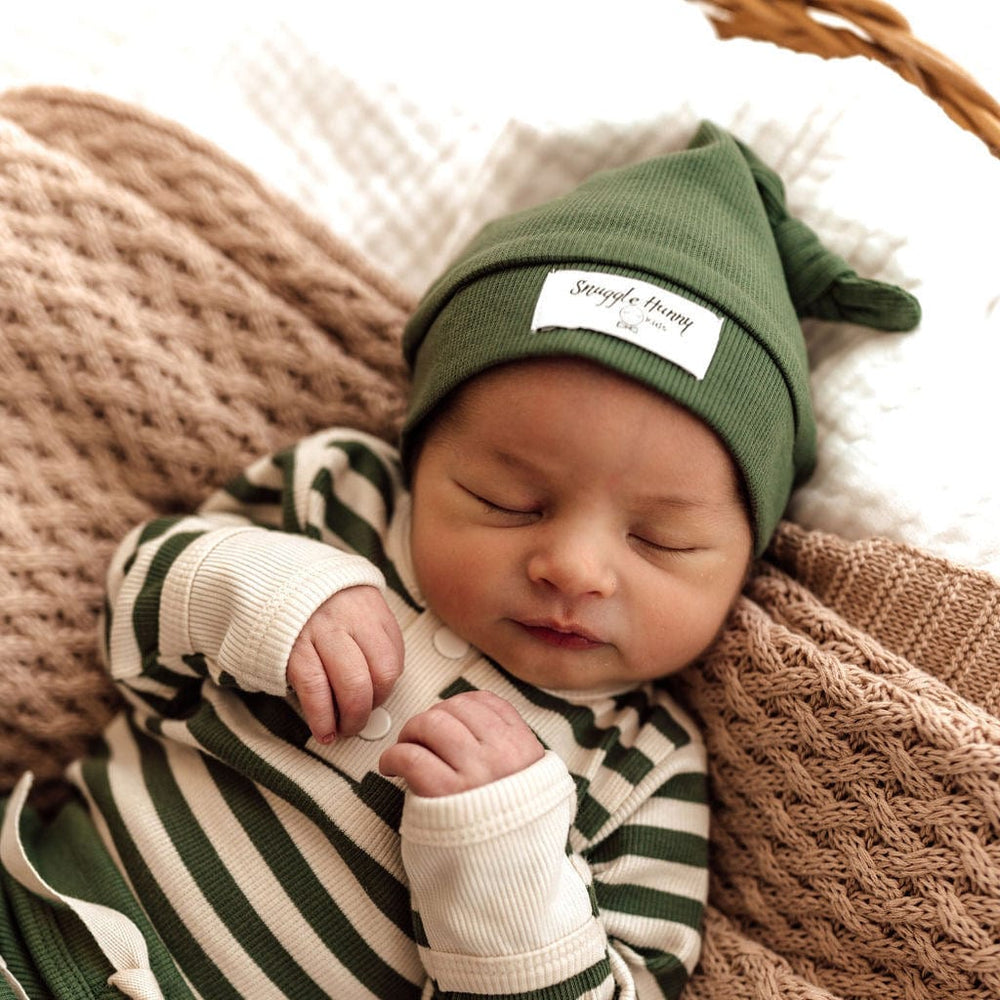 Snuggle Hunny Kids Clothing Organic Ribbed Knotted Beanie : Olive