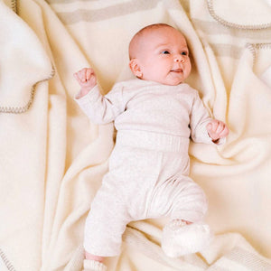 Ruanui Station Blanket Lambs Wool Baby Cot Blankets : Batley's Beige