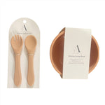Ash & Co Nursing & Feeding Silicone Scooped Suction Bowl & Cutlery Set : Apricot