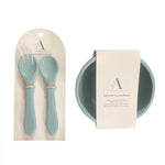 Ash & Co Nursing & Feeding Silicone Scooped Suction Bowl & Cutlery Set : Sky