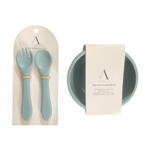 
            
                Load image into Gallery viewer, Ash &amp;amp; Co Nursing &amp;amp; Feeding Silicone Scooped Suction Bowl &amp;amp; Cutlery Set : Sky
            
        