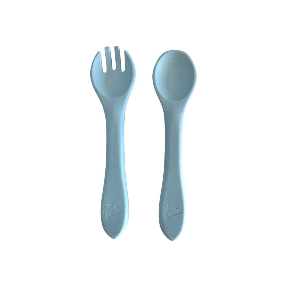 Ash & Co Nursing & Feeding Silicone Two Piece Cutlery Set : Sky