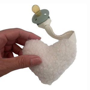 Ecosprout Baby Soothers Boucle Pacifier Holder Heart : Ivory