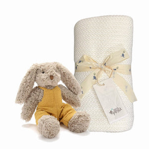 Ecosprout Baby Gift Sets Gift Box: Baby Honey Bunny Mustard & Organic Blanket