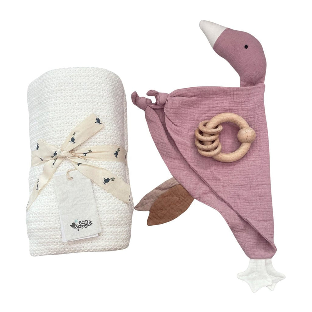 Ecosprout Baby Gift Sets Gift Box : Muslin Goose Rose & Natural Cot Cellular