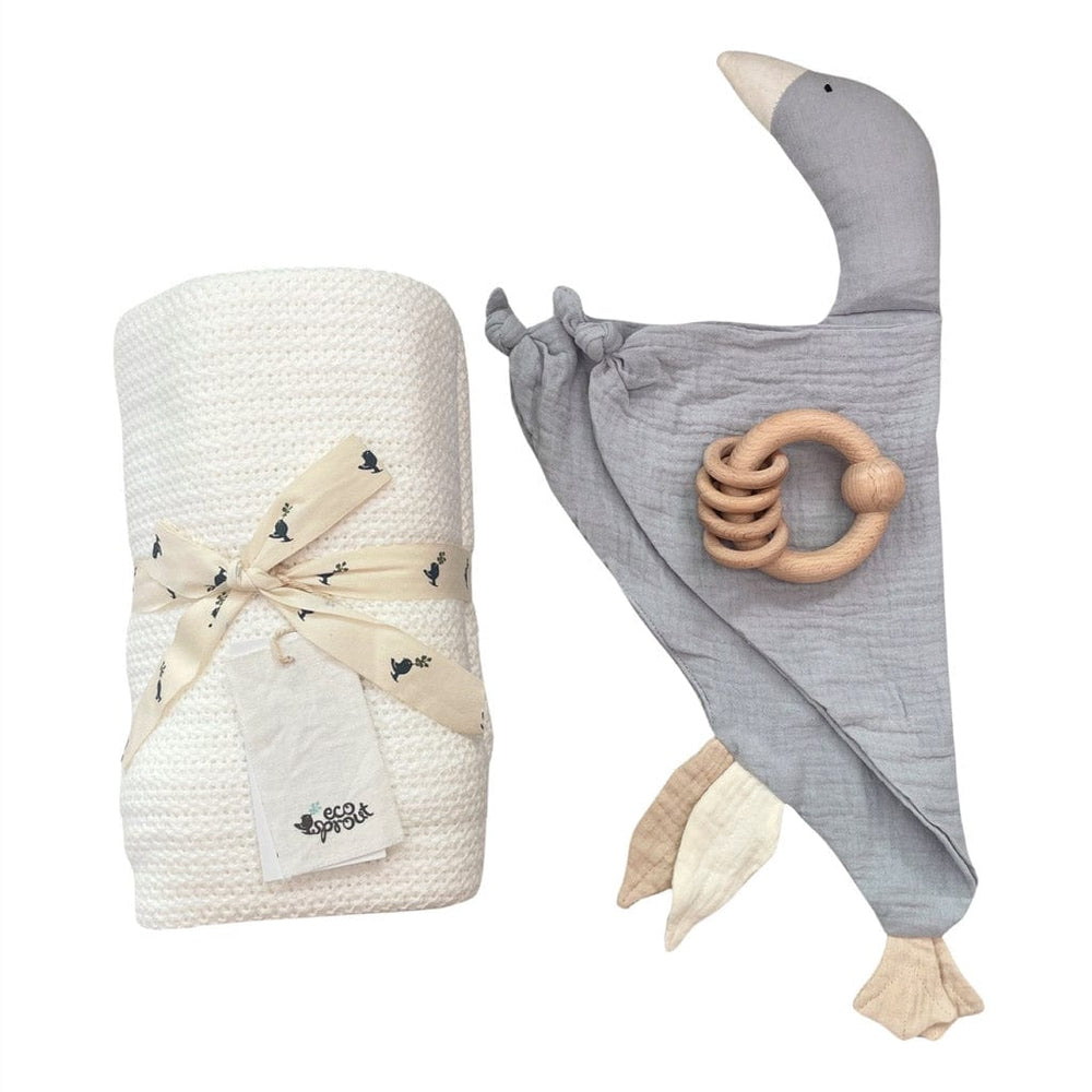 Ecosprout Baby Gift Sets Gift Box : Muslin Goose Sky & Natural Cot Cellular