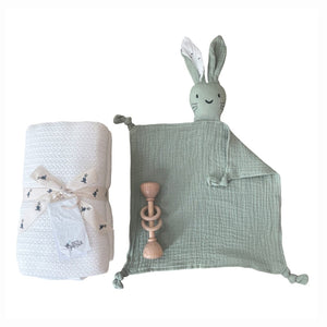 Ecosprout Baby Gift Sets Gift Box : Natural Cot Blanket & Sage Bunny Comforter