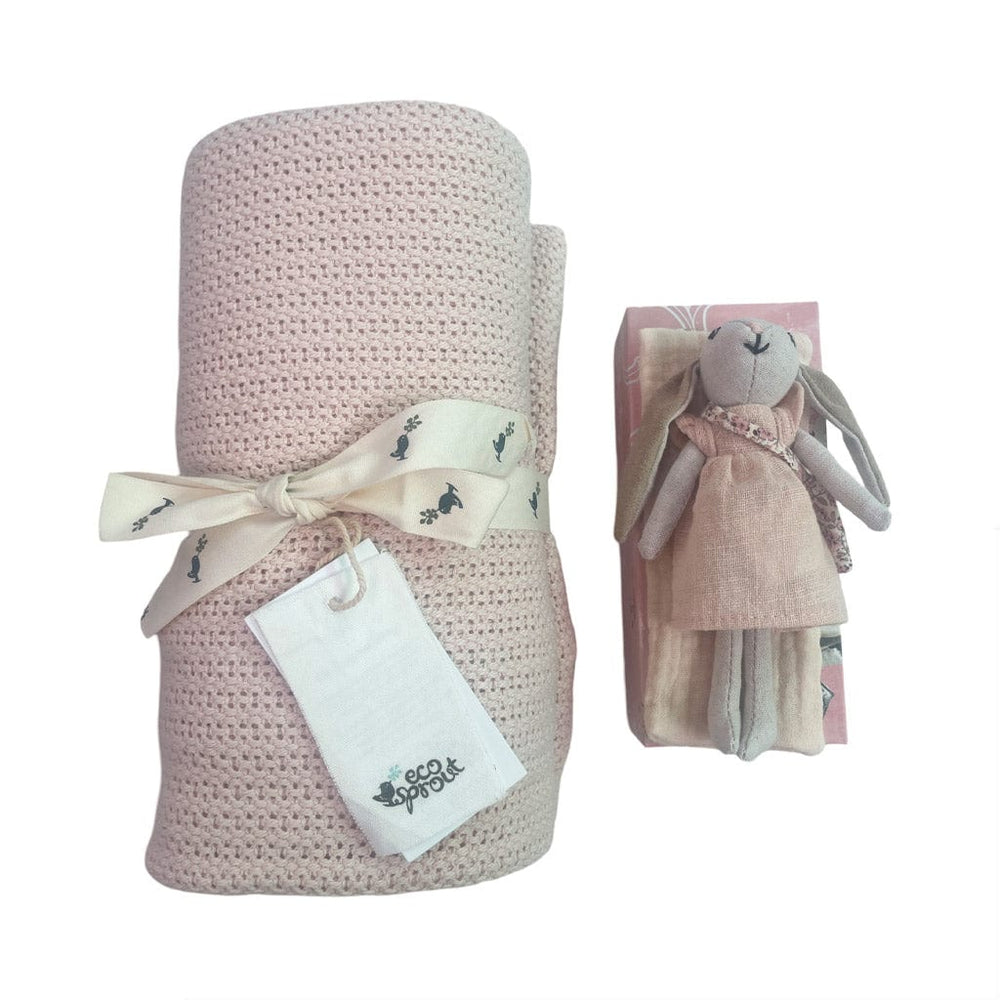 Ecosprout Baby Gift Sets Gift Box : Organic Cot Blanket & Ella Mini Bunny