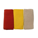 Ecosprout Bath Towels & Washcloths Muslin Cloths 3pk: Chilli