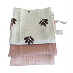 Ecosprout Bath Towels & Washcloths Muslin Cloths 3pk: Rouge Leaf