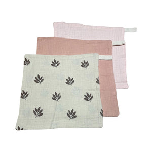 
            
                Load image into Gallery viewer, Ecosprout Bath Towels &amp;amp; Washcloths Muslin Cloths 3pk: Rouge Leaf
            
        