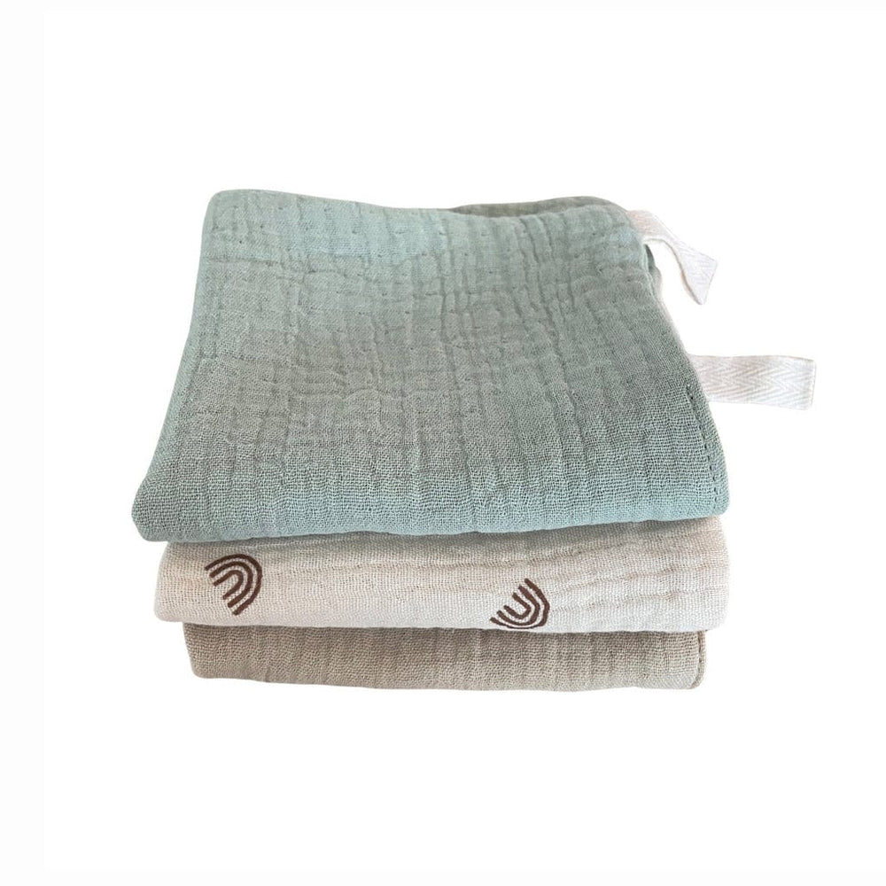 Ecosprout Bath Towels & Washcloths Muslin Cloths 3pk: Sage Cocoa