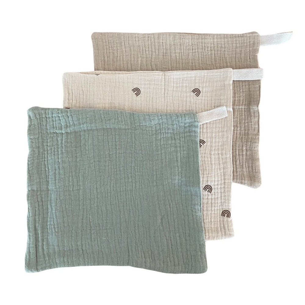 
            
                Load image into Gallery viewer, Ecosprout Bath Towels &amp;amp; Washcloths Muslin Cloths 3pk: Sage Cocoa
            
        