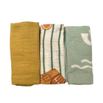 Ecosprout Bath Towels & Washcloths Muslin Cloths 3pk: Sage Palm