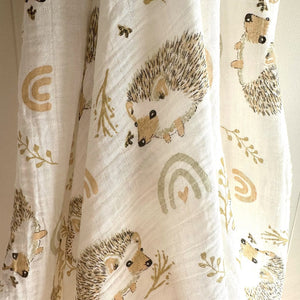 Ecosprout Swaddling & Receiving Blankets Muslin Cotton Wrap : White Hedgehog