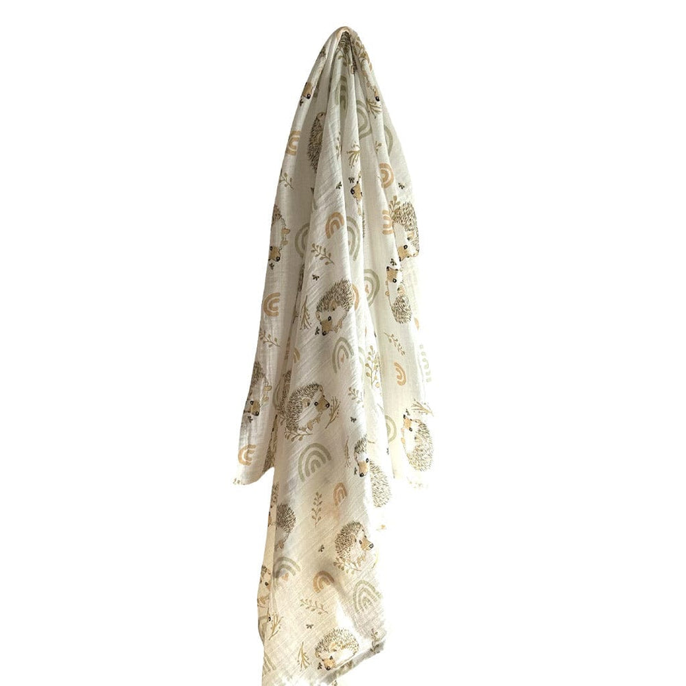 Ecosprout Swaddling & Receiving Blankets Muslin Cotton Wrap : White Hedgehog