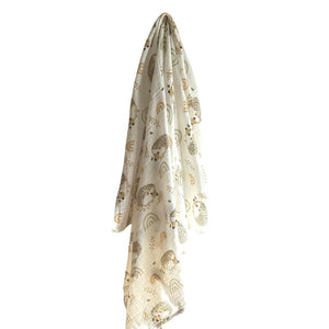 Ecosprout Swaddling & Receiving Blankets Muslin Cotton Wrap : White Hedgehog