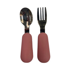 
            
                Load image into Gallery viewer, Ecosprout Nursing &amp;amp; Feeding Stainless Steel Toddler Cutlery Set : Rose
            
        