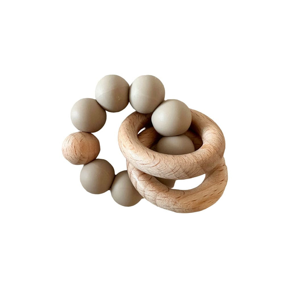 Ecosprout Baby Soothers Wooden Silicone Teether Double Ring : Oatmeal