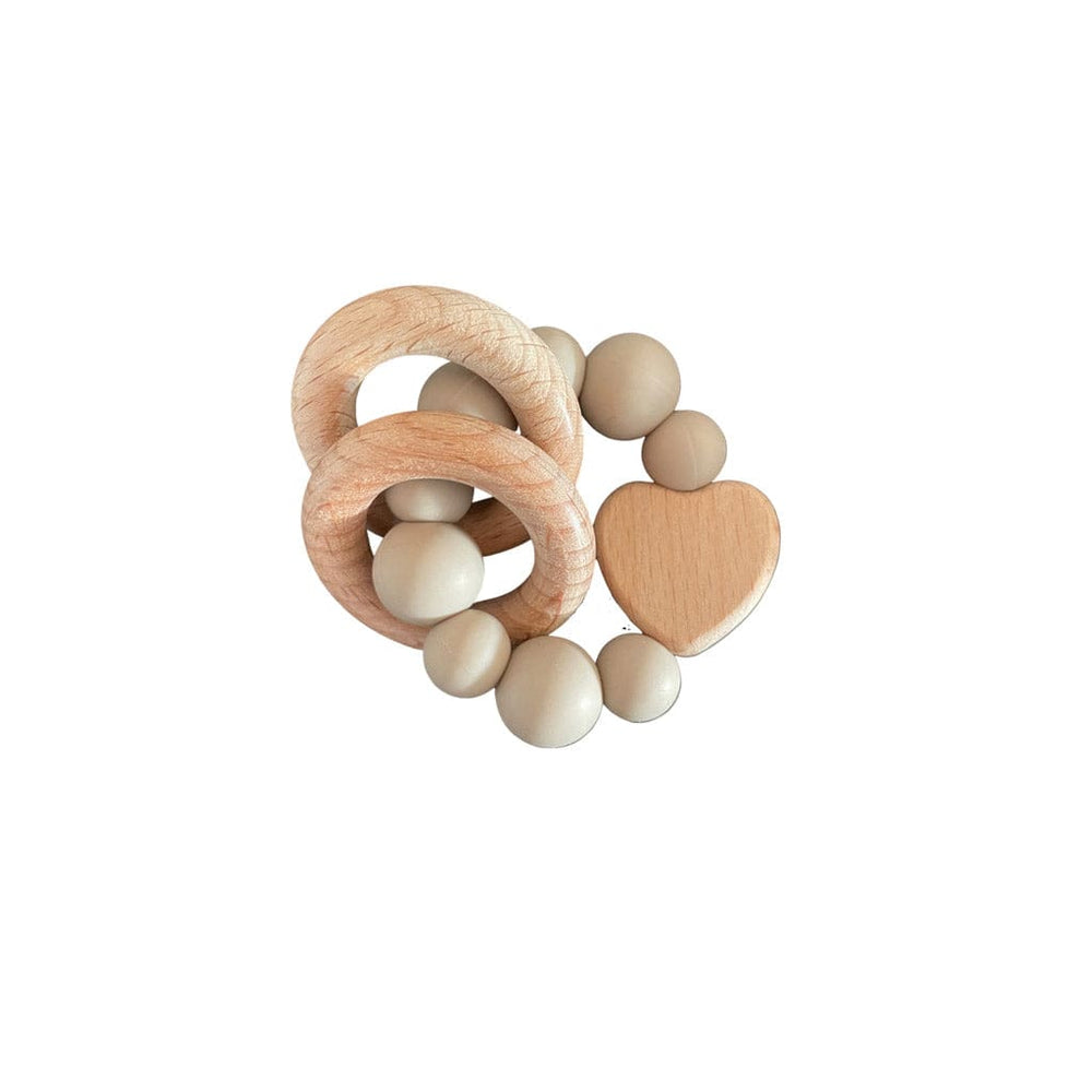 
            
                Load image into Gallery viewer, Ecosprout Teether Wooden Silicone Teether Ring Heart : Sand
            
        