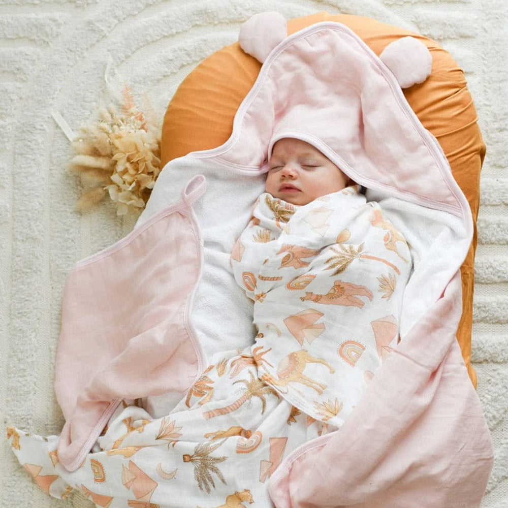 Luna's Treasures Bath Towels & Washcloths Bamboo Hooded Towel & Wash Cloth: Dusky Rose