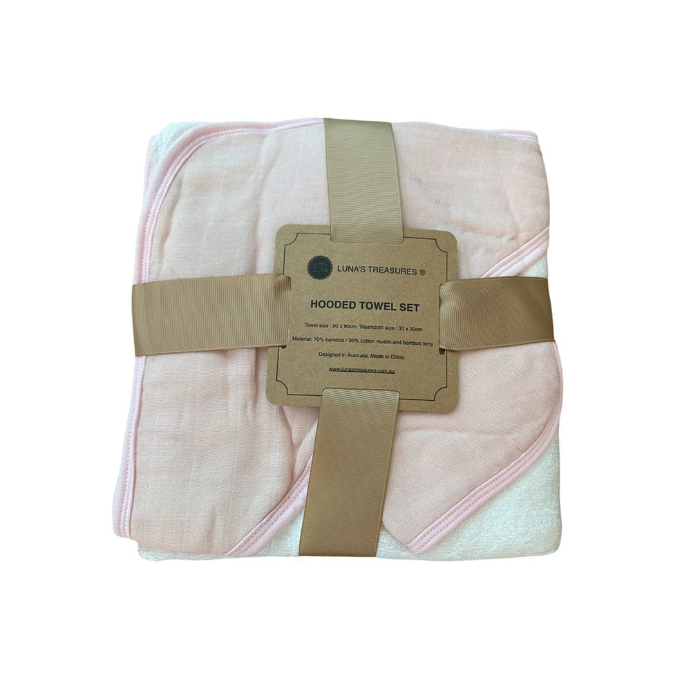 Luna's Treasures Bath Towels & Washcloths Bamboo Hooded Towel & Wash Cloth: Dusky Rose