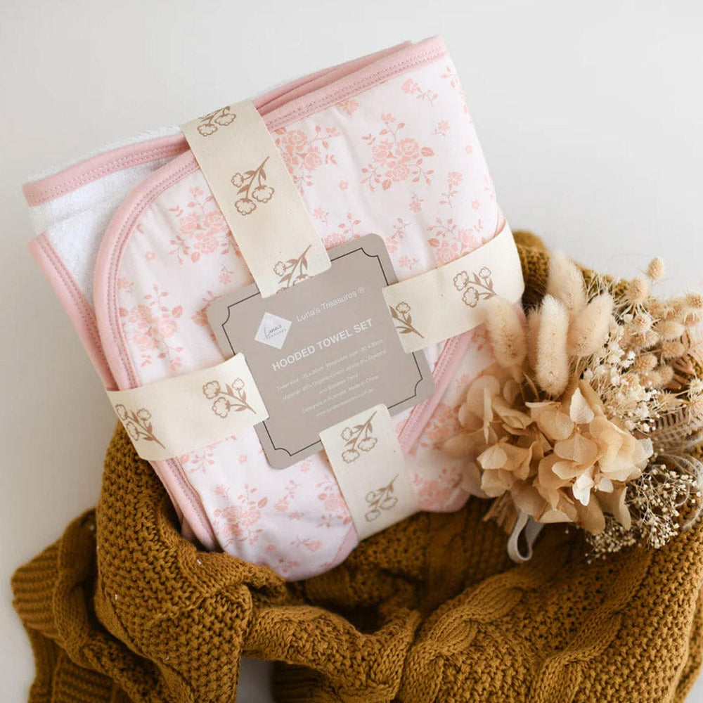 Luna's Treasures Bath Towels & Washcloths Bamboo Hooded Towel & Wash Cloth: Rosalie