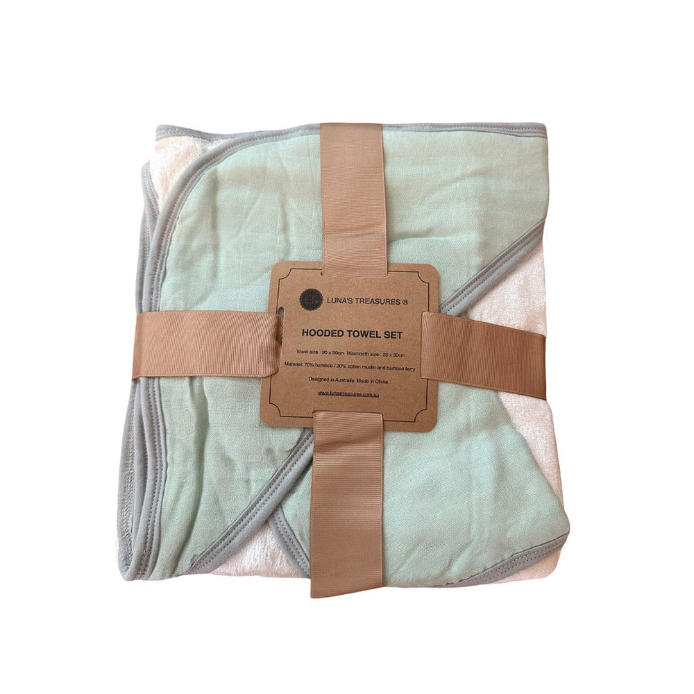 Luna's Treasures Bath Towels & Washcloths Bamboo Hooded Towel & Wash Cloth: Surf