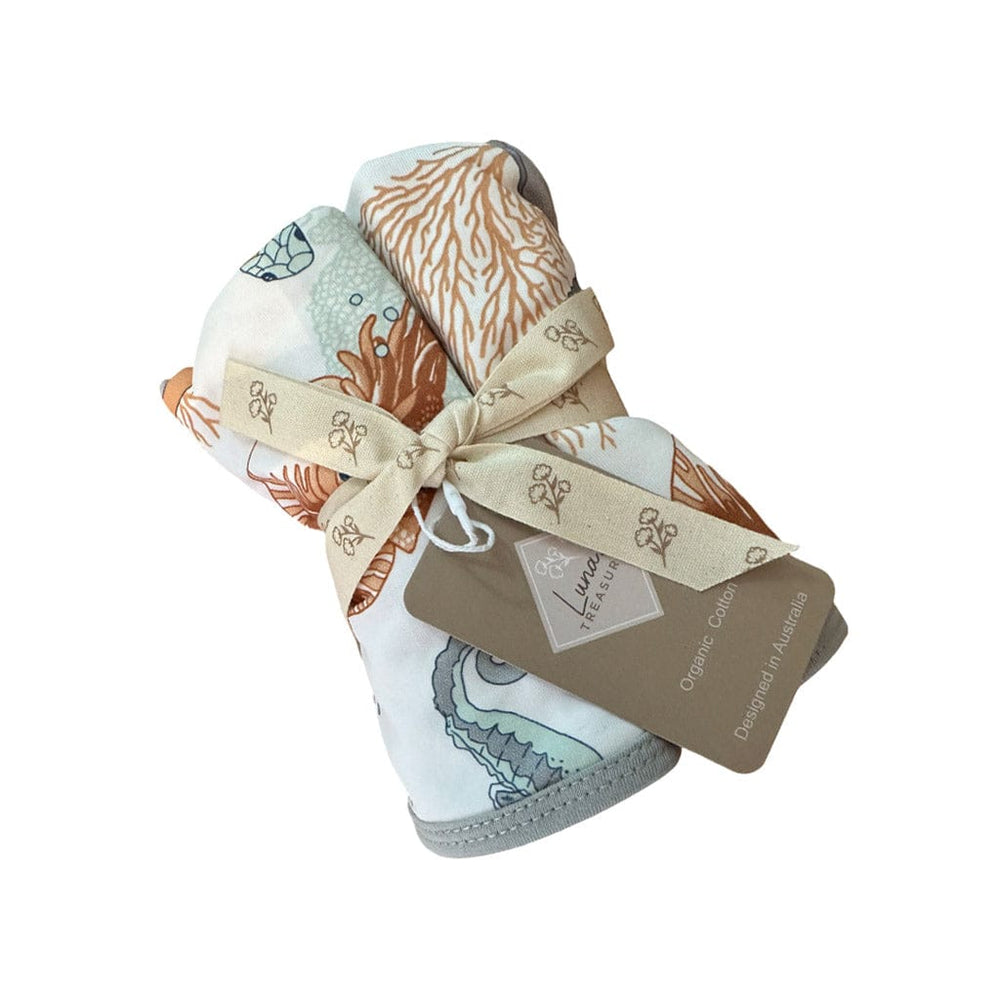 Luna's Treasures Bath Towels & Washcloths Premium Bamboo Wash Cloth Set (2PK): Nautilus