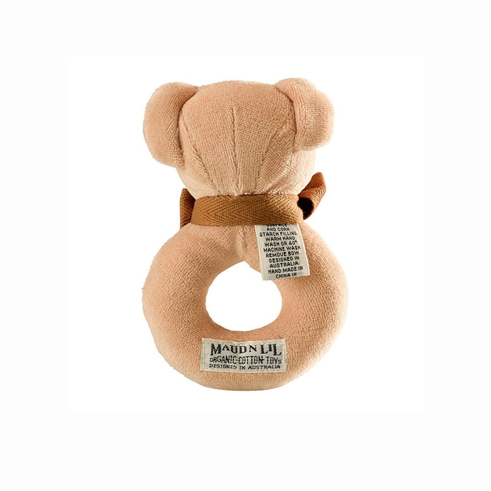 
            
                Load image into Gallery viewer, Maud n Lil Baby &amp;amp; Toddler Organic Cotton Ring Rattle : Cubby Teddy Bear
            
        
