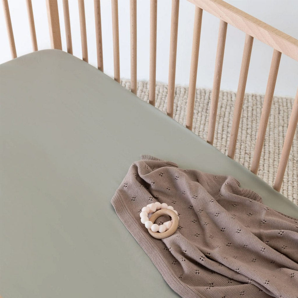 Mulberry Threads Sheet Organic Bamboo Cot Fitted Sheet : Sage