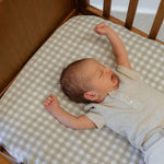 Mulberry Threads Sheet Organic Bamboo Cot Fitted Sheet : Sage Gingham