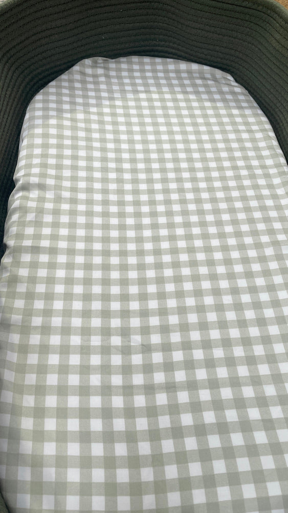 Mulberry Threads Sheet Organic Bamboo Fitted Bassinet Sheet : Sage Gingham