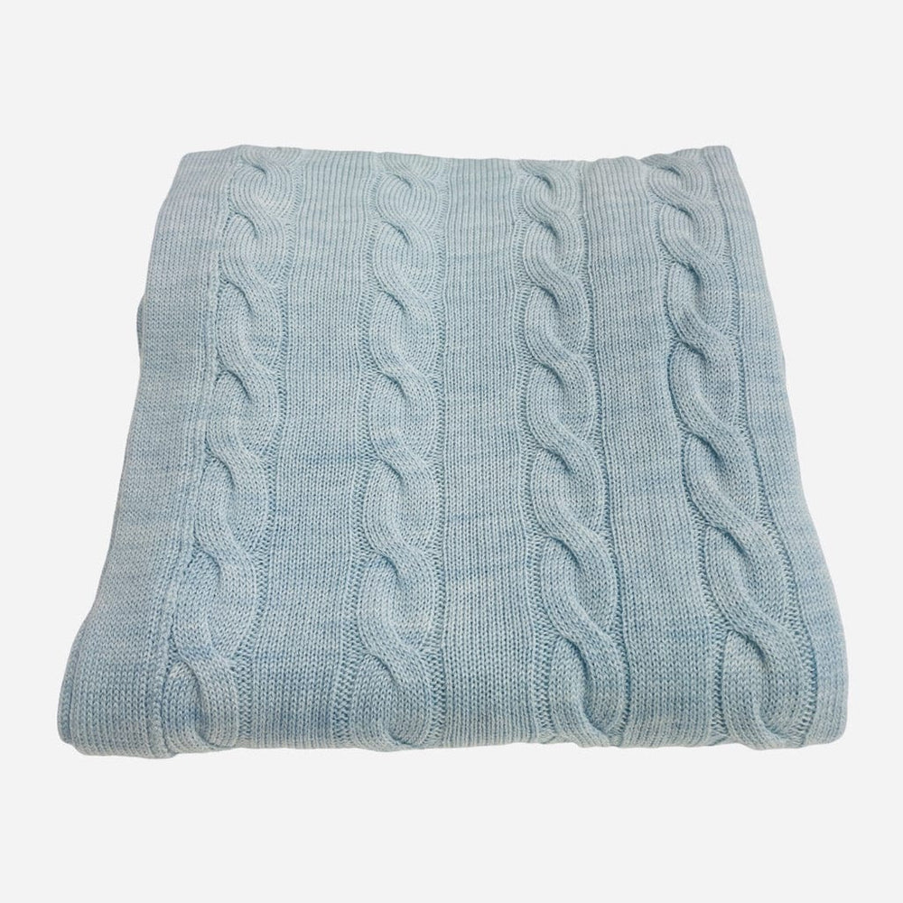 Natures Gift For Baby Blanket Merino Cable Baby Blanket : Ice Blue